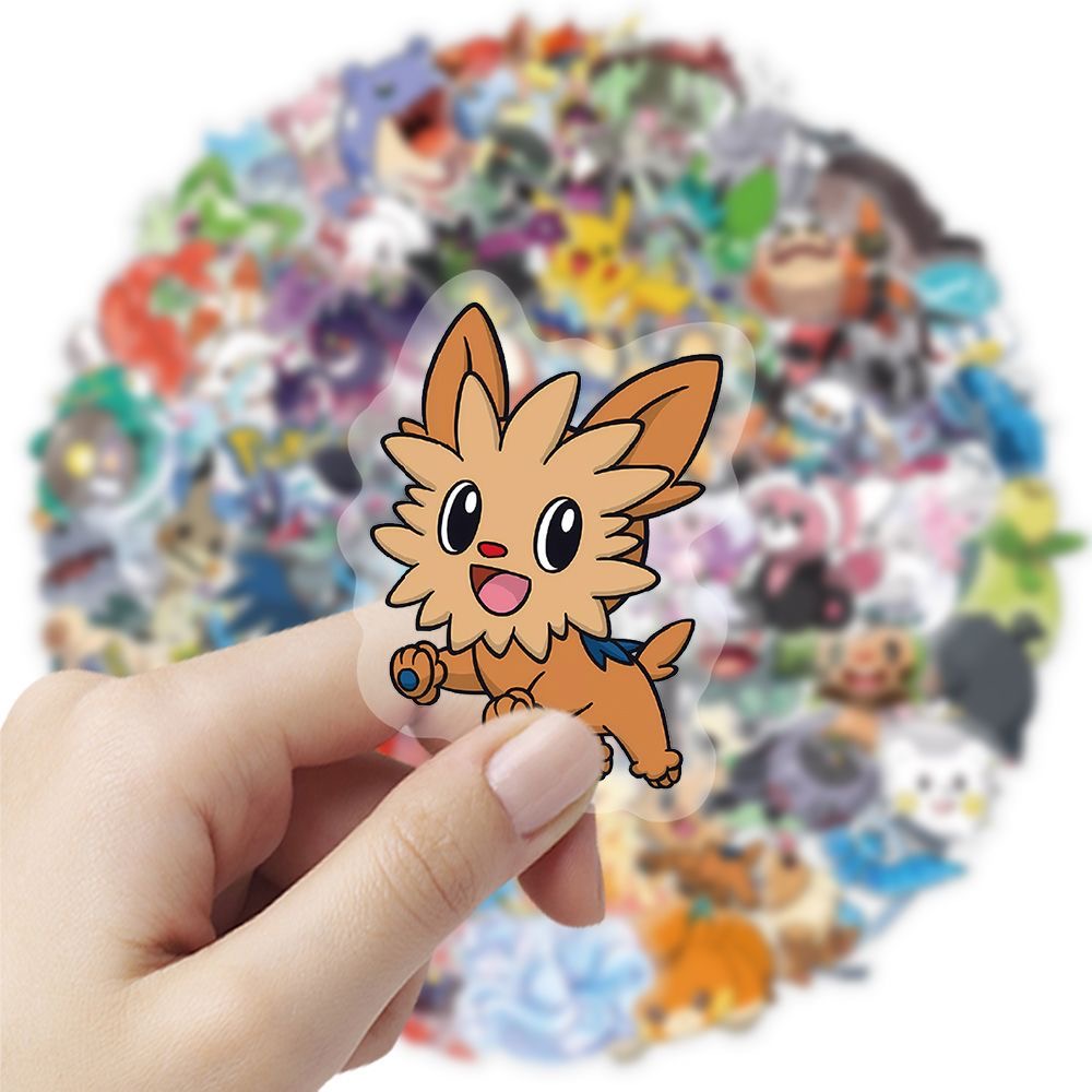 Tablet Cute Accessories - 100 Stück Pokémon-Aufkleber, Niedliche Cartoon-Transparente Wasserfeste