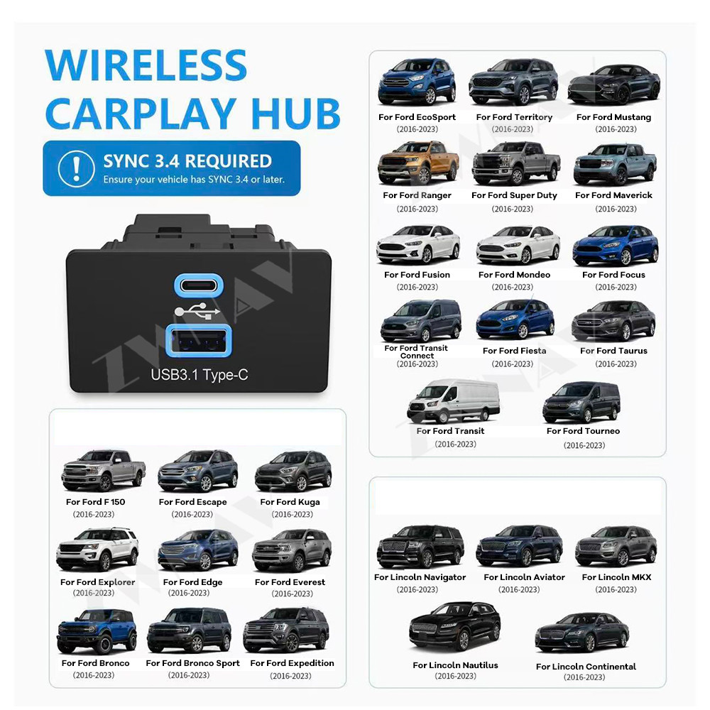 Usb Hub Type C - Kabelloser CarPlay Android Auto Adapter für