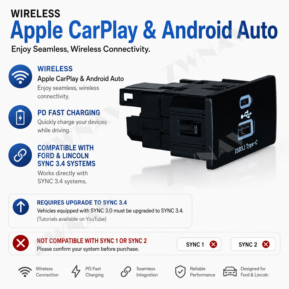 Kabelloser CarPlay Android Aut – Usb Hub Type C Bewertung und Preis